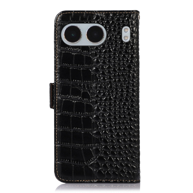 For OnePlus Nord 4 Crocodile Top Layer Cowhide Leather Phone Case(Black) - OnePlus Cases by PMC TechLife | Online Shopping South Africa | PMC TechLife | Buy Now Pay Later Mobicred