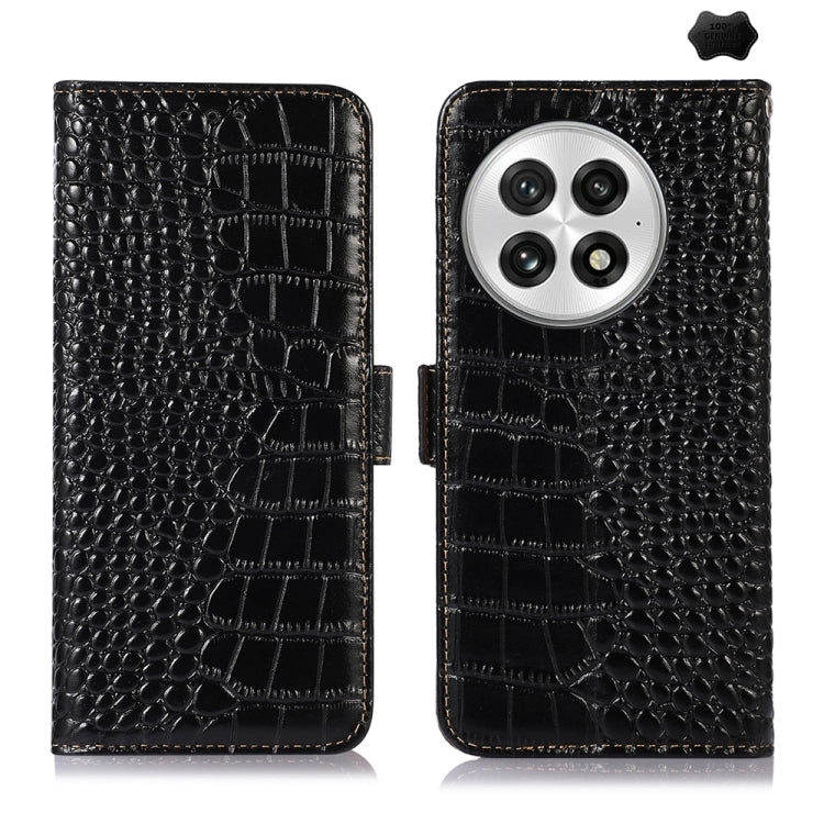 For OnePlus Nord 13 Crocodile Top Layer Cowhide Leather Phone Case(Black) - OnePlus Cases by PMC TechLife | Online Shopping South Africa | PMC TechLife | Buy Now Pay Later Mobicred