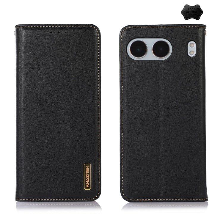 For OnePlus Nord 4 KHAZNEH Nappa Top Layer Cowhide Leather Phone Case(Black) - Nord 4 Cases by PMC TechLife | Online Shopping South Africa | PMC TechLife | Buy Now Pay Later Mobicred