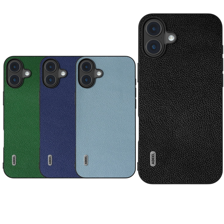 For iPhone 16 ABEEL Black Edge Genuine Leather Mino Phone Case(Green) - iPhone 16 Cases by PMC Jewellery | Online Shopping South Africa | PMC Jewellery | Buy Now Pay Later Mobicred