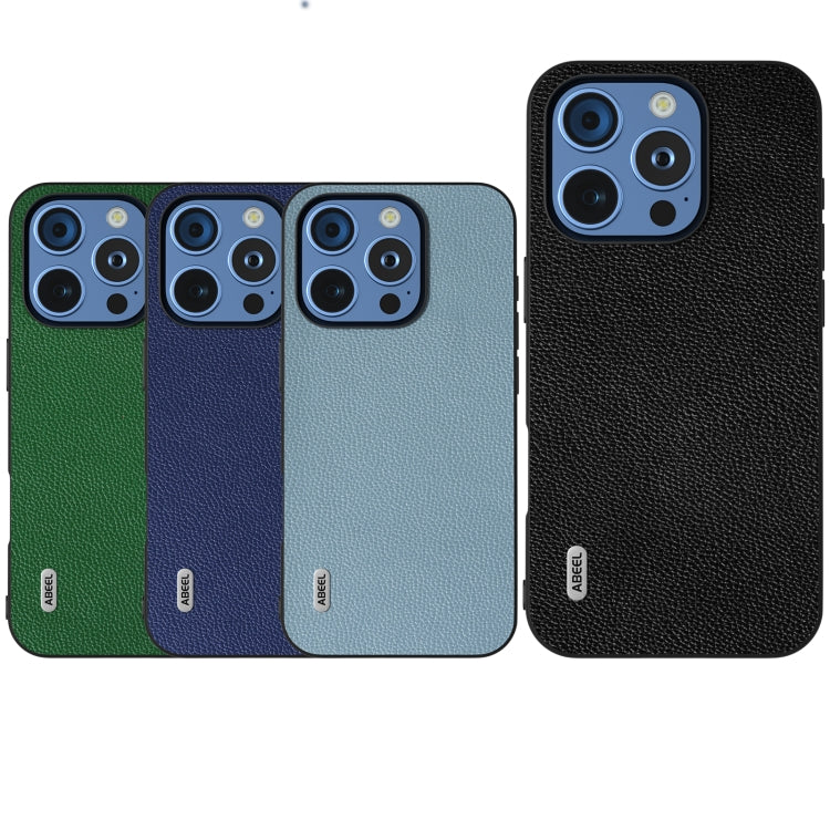 For iPhone 16 Pro ABEEL Black Edge Genuine Leather Mino Phone Case(Black) - iPhone 16 Pro Cases by PMC TechLife | Online Shopping South Africa | PMC TechLife | Buy Now Pay Later Mobicred