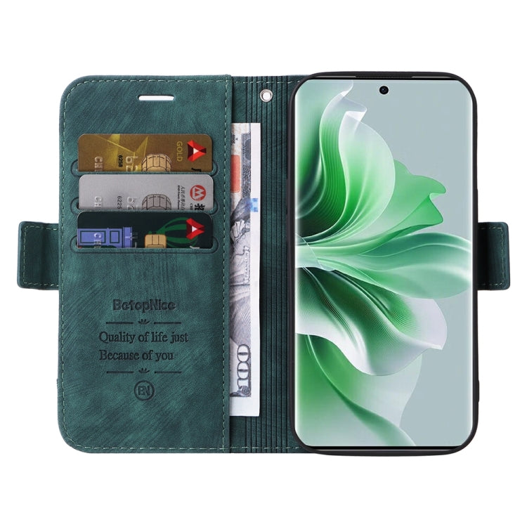 For OPPO Reno11 Pro 5G Global BETOPNICE Dual-side Buckle Leather Phone Case(Green) - Reno11 Pro Cases by BETOPNICE | Online Shopping South Africa | PMC Jewellery | Buy Now Pay Later Mobicred