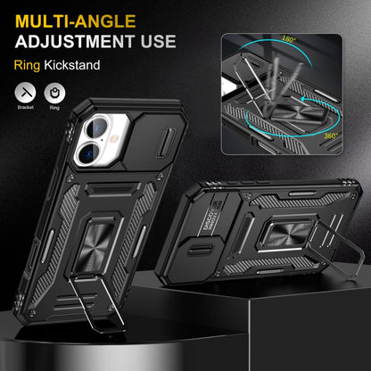 For iPhone 16 Armor PC + TPU Camera Shield Phone Case(Black) - iPhone 16 Cases by PMC Jewellery | Online Shopping South Africa | PMC Jewellery | Buy Now Pay Later Mobicred