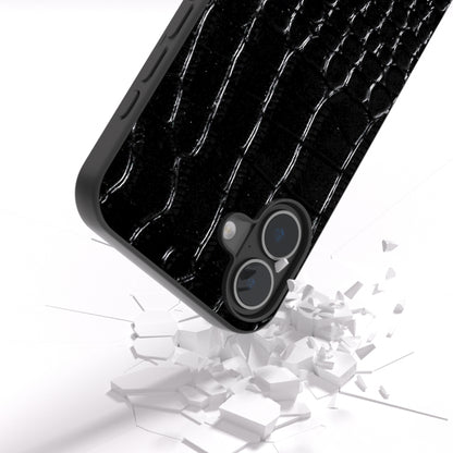 For iPhone 16 ABEEL Genuine Leather Crocodile Pattern Black Edge Phone Case(Black) - iPhone 16 Cases by PMC Jewellery | Online Shopping South Africa | PMC Jewellery | Buy Now Pay Later Mobicred