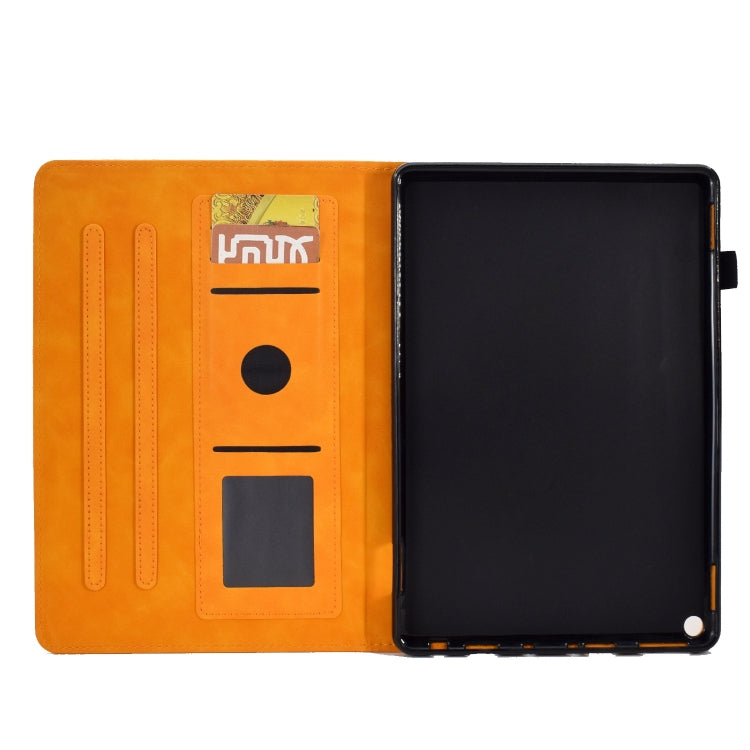 For Amazon Fire Max 11 2023 Embossed Tower Flip Smart Leather Tablet Case(Khaki) - Amazon by PMC TechLife | Online Shopping South Africa | PMC TechLife | Buy Now Pay Later Mobicred
