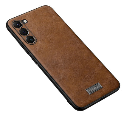 For Samsung Galaxy S24+ 5G SULADA Shockproof TPU + Handmade Leather Phone Case(Brown) - Galaxy S24+ 5G Cases by SULADA | Online Shopping South Africa | PMC Jewellery | Buy Now Pay Later Mobicred