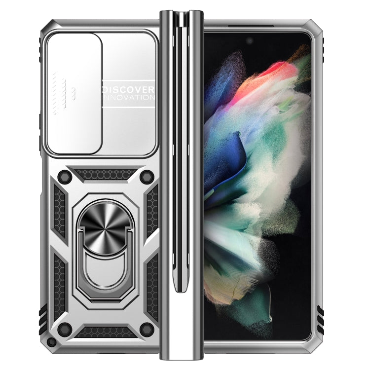 For Samsung Galaxy Z Fold4 Sliding Camshield Holder Phone Case(Silver) - Galaxy Z Fold4 5G Cases by PMC Jewellery | Online Shopping South Africa | PMC Jewellery