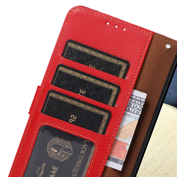 For iPhone 16e KHAZNEH Litchi Texture Leather RFID Phone Case(Red) - iPhone 16e Cases by PMC TechLife | Online Shopping South Africa | PMC TechLife | Buy Now Pay Later Mobicred