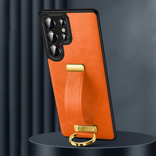 For Samsung Galaxy S25 Ultra 5G SULADA PC Hybrid Leather Texture Skin Feel Shockproof Phone Case(Orange) - Galaxy S25 Ultra 5G Cases by SULADA | Online Shopping South Africa | PMC Jewellery | Buy Now Pay Later Mobicred