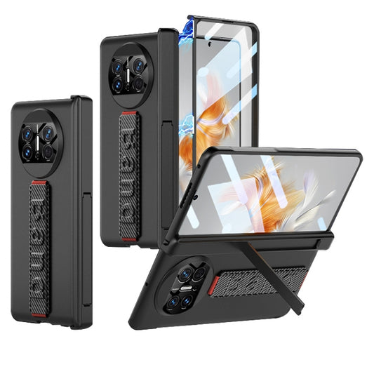 For Huawei Mate X3 Wristband Integrated HD Film Magnetic Hinge Phone Case(Carbon Fiber) - Huawei Cases by PMC Jewellery | Online Shopping South Africa | PMC Jewellery | Buy Now Pay Later Mobicred