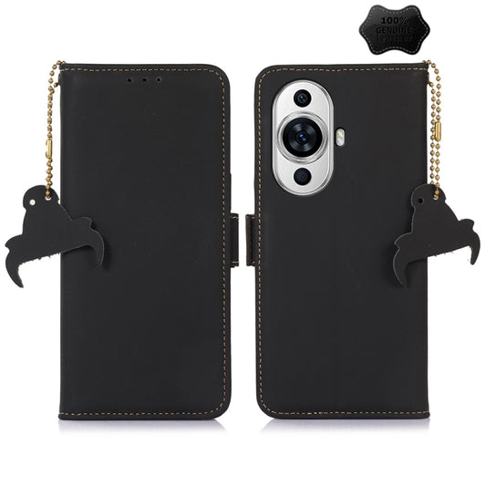 For Huawei Nova 11 Pro / Nova 11 Ultra Genuine Leather Magnetic RFID Leather Phone Case(Black) - Huawei Cases by PMC Jewellery | Online Shopping South Africa | PMC Jewellery | Buy Now Pay Later Mobicred