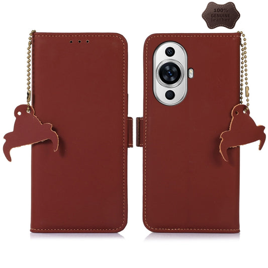 For Huawei Nova 11 Pro / Nova 11 Ultra Genuine Leather Magnetic RFID Leather Phone Case(Coffee) - Huawei Cases by PMC Jewellery | Online Shopping South Africa | PMC Jewellery | Buy Now Pay Later Mobicred