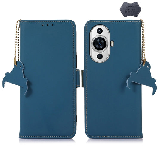 For Huawei Nova 11 Pro / Nova 11 Ultra Genuine Leather Magnetic RFID Leather Phone Case(Blue) - Huawei Cases by PMC Jewellery | Online Shopping South Africa | PMC Jewellery | Buy Now Pay Later Mobicred