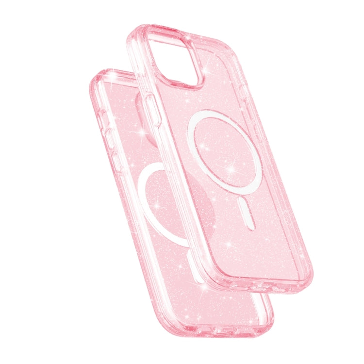 For iPhone 15 Terminator Style Glitter Powder MagSafe Magnetic Phone Case(Pink) - iPhone 15 Cases by PMC TechLife | Online Shopping South Africa | PMC TechLife
