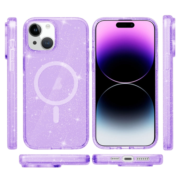 For iPhone 15 Plus Terminator Style Glitter Powder MagSafe Magnetic Phone Case(Purple) - iPhone 15 Plus Cases by PMC Jewellery | Online Shopping South Africa | PMC Jewellery