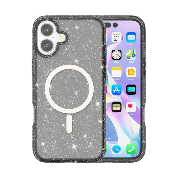 For iPhone 16 Plus Terminator Style Glitter Powder MagSafe Magnetic Phone Case(Black) - free shipping - PMC TechLife - Order now!