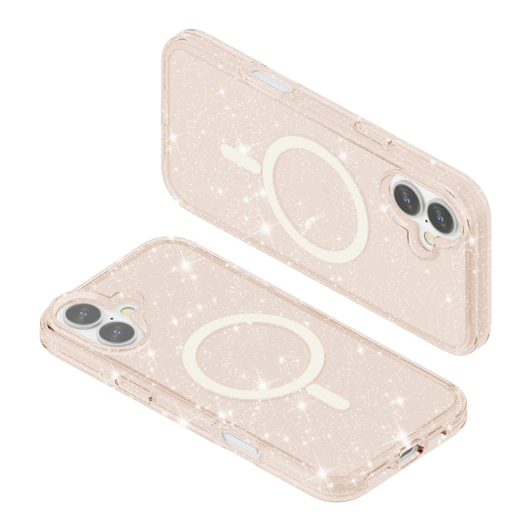 For iPhone 16 Terminator Style Glitter Powder MagSafe Magnetic Phone Case(Gold) - iPhone 16 Cases by PMC TechLife | Online Shopping South Africa | PMC TechLife | Buy Now Pay Later Mobicred