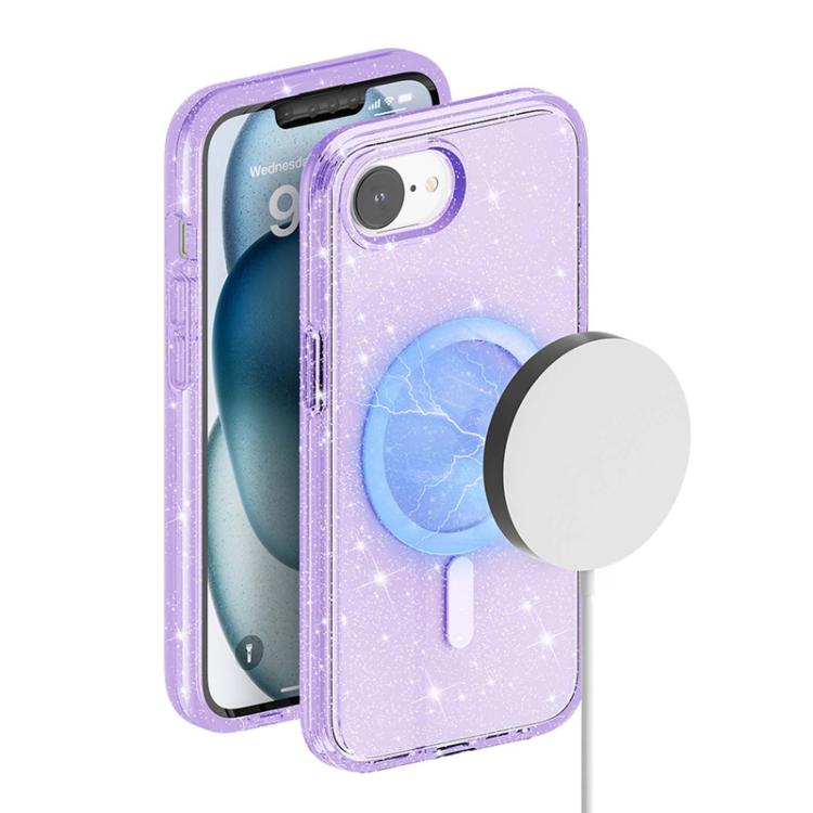 For iPhone 16e Terminator Style Glitter Powder MagSafe Magnetic Phone Case(Purple) - free shipping - PMC TechLife - Order now!