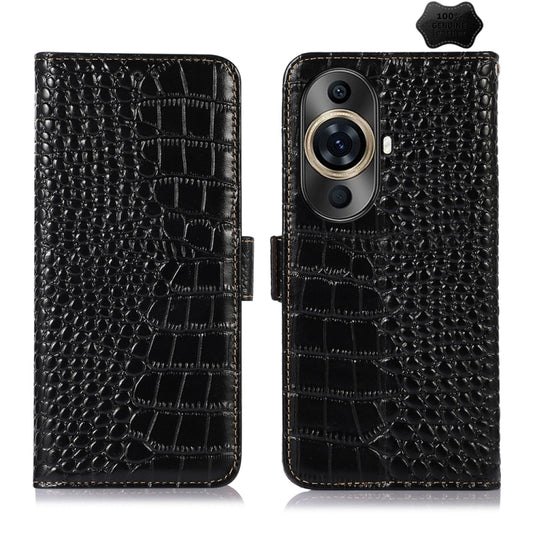 For Huawei Nova 11 Pro / 11 Ultra Crocodile Top Layer Cowhide Leather Phone Case(Black) - Huawei Cases by PMC Jewellery | Online Shopping South Africa | PMC Jewellery | Buy Now Pay Later Mobicred