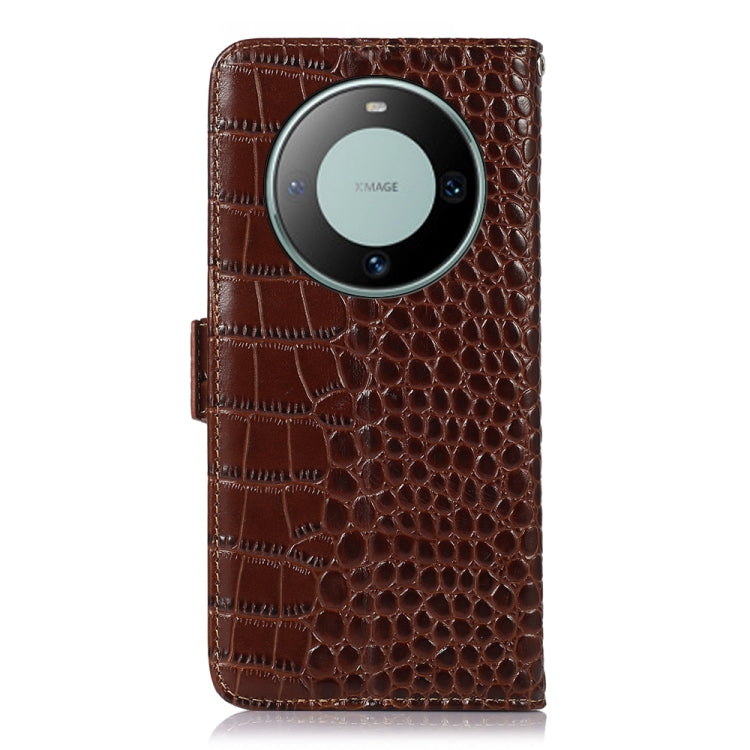 For Huawei Mate 60 Crocodile Top Layer Cowhide Leather Phone Case(Brown) - Huawei Cases by PMC TechLife | Online Shopping South Africa | PMC TechLife | Buy Now Pay Later Mobicred