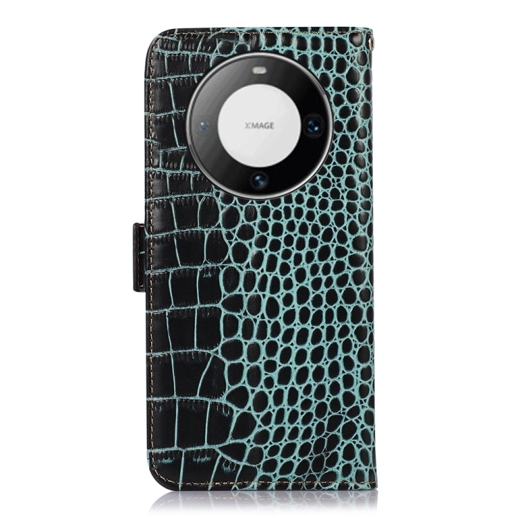 For Huawei Mate 60 Pro Crocodile Top Layer Cowhide Leather Phone Case(Green) - Huawei Cases by PMC TechLife | Online Shopping South Africa | PMC TechLife | Buy Now Pay Later Mobicred
