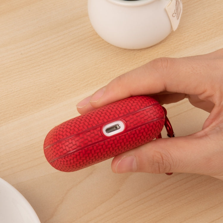 For AirPods 1 / 2 Woven Skin Texture PC TWS Earphone Protective Case(Pink) - free shipping - PMC Jewellery - Order now!
