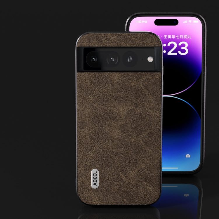 For Google Pixel 8 ABEEL Dream Litchi Texture PU Phone Case(Khaki) - Google Cases by PMC TechLife | Online Shopping South Africa | PMC TechLife
