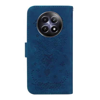 For Realme 12 5G Butterfly Rose Embossed Leather Phone Case(Blue) - Realme Cases by PMC Jewellery | Online Shopping South Africa | PMC Jewellery | Buy Now Pay Later Mobicred