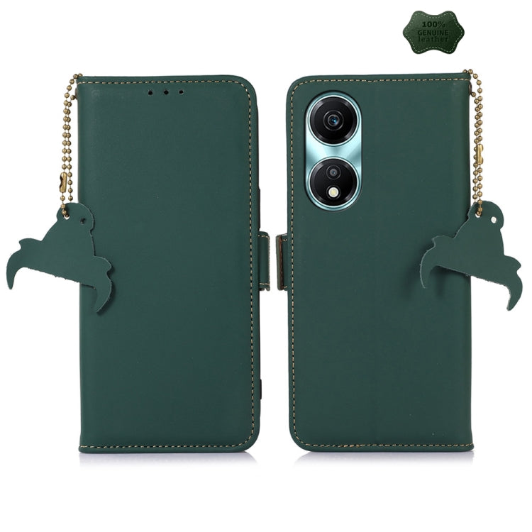 For Honor X5 Plus Genuine Leather Magnetic RFID Leather Phone Case(Green) - Honor Cases by PMC TechLife | Online Shopping South Africa | PMC TechLife | Buy Now Pay Later Mobicred