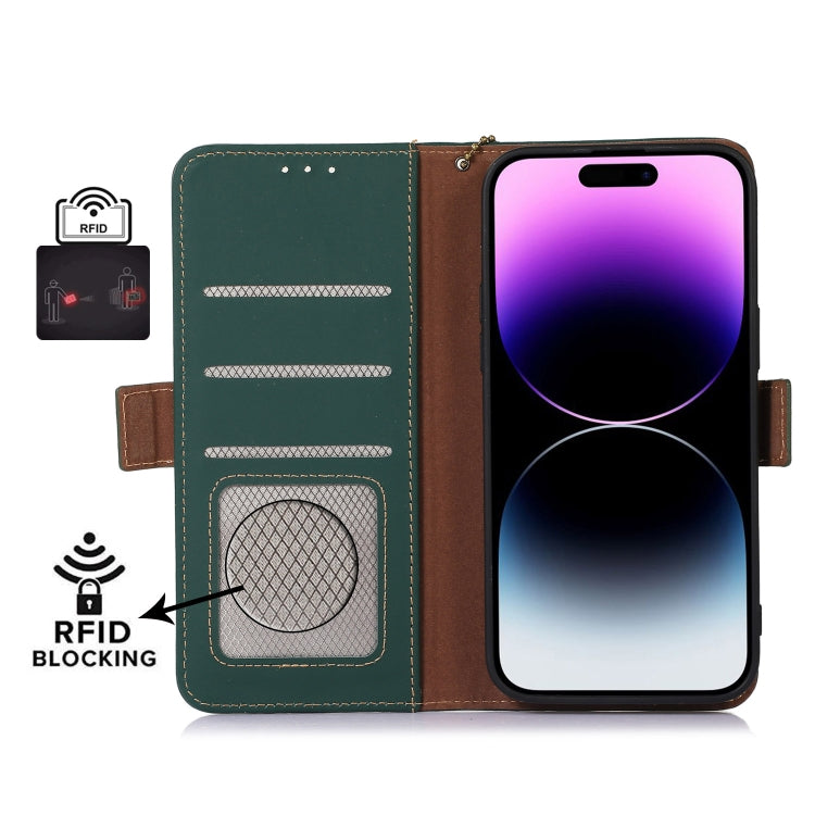 For Honor X5 Plus Genuine Leather Magnetic RFID Leather Phone Case(Green) - Honor Cases by PMC TechLife | Online Shopping South Africa | PMC TechLife | Buy Now Pay Later Mobicred