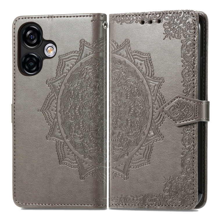 For Ulefone Note 16 Pro Mandala Flower Embossed Leather Phone Case(Grey) - Ulefone Cases by PMC Jewellery | Online Shopping South Africa | PMC Jewellery | Buy Now Pay Later Mobicred