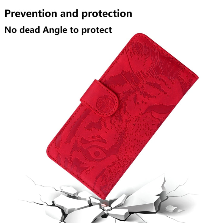 For Motorola Edge 2024 Tiger Embossing Pattern Leather Phone Case(Red) - Motorola Cases by PMC Jewellery | Online Shopping South Africa | PMC Jewellery | Buy Now Pay Later Mobicred