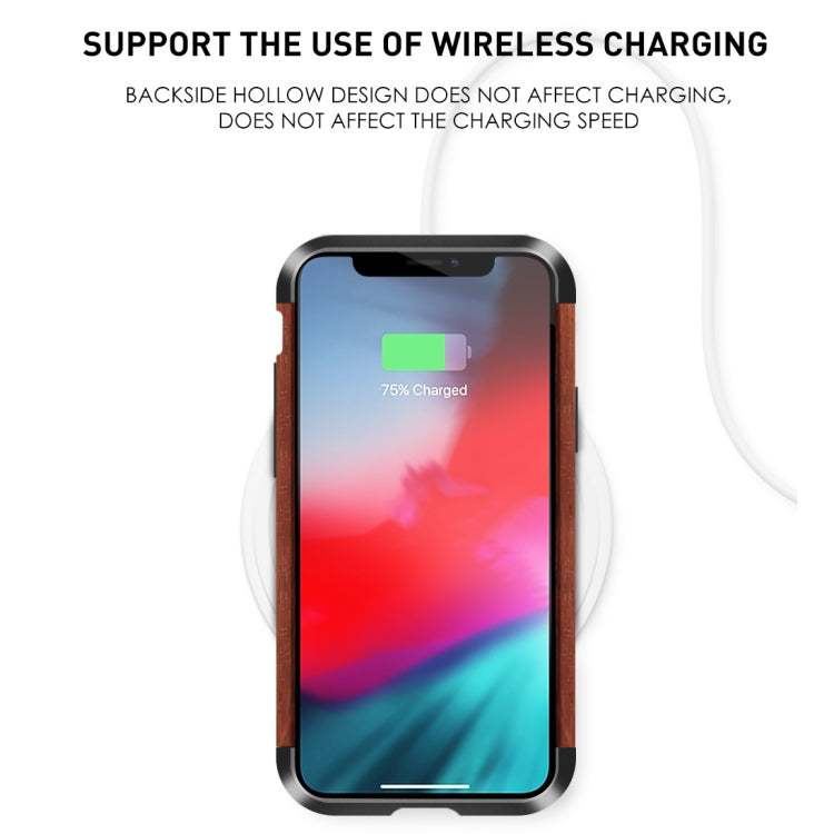 For iPhone X / XS R-JUST Metal + Wood Frame Protective Case - free shipping - PMC TechLife - Order now!