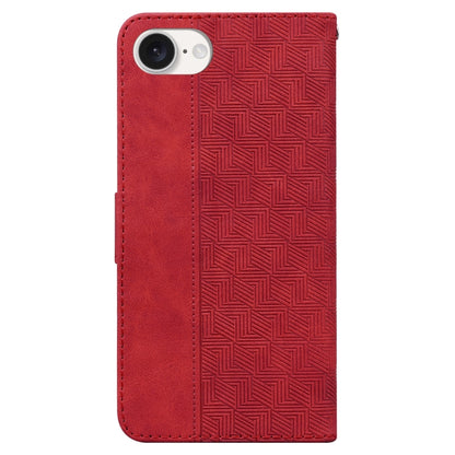 For iPhone SE 2024 Geometric Embossed Leather Phone Case(Red) - More iPhone Cases by PMC Jewellery | Online Shopping South Africa | PMC Jewellery | Buy Now Pay Later Mobicred