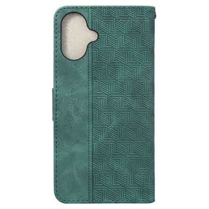 For iPhone 16 Plus Geometric Embossed Leather Phone Case(Green) - iPhone 16 Plus Cases by PMC Jewellery | Online Shopping South Africa | PMC Jewellery | Buy Now Pay Later Mobicred