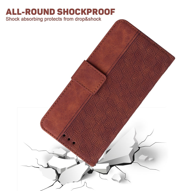 For iPhone 16 Pro Max Geometric Embossed Leather Phone Case(Brown) - iPhone 16 Pro Max Cases by PMC TechLife | Online Shopping South Africa | PMC TechLife | Buy Now Pay Later Mobicred