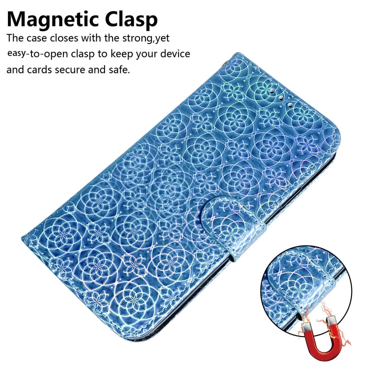 For iPhone 16e Colorful Magnetic Buckle Leather Phone Case(Blue) - iPhone 16e Cases by PMC TechLife | Online Shopping South Africa | PMC TechLife | Buy Now Pay Later Mobicred