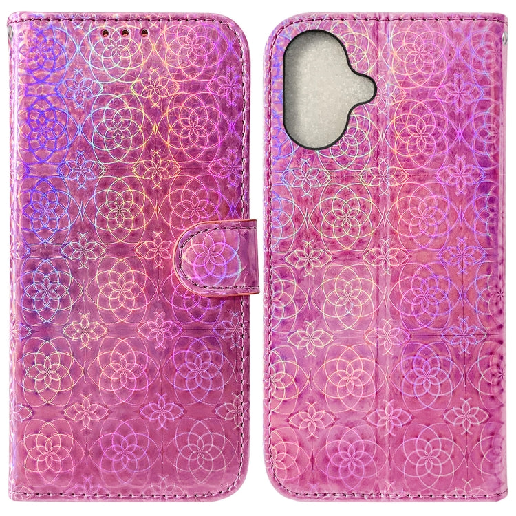 For iPhone 16 Plus Colorful Magnetic Buckle Leather Phone Case(Pink) - iPhone 16 Plus Cases by PMC TechLife | Online Shopping South Africa | PMC TechLife | Buy Now Pay Later Mobicred