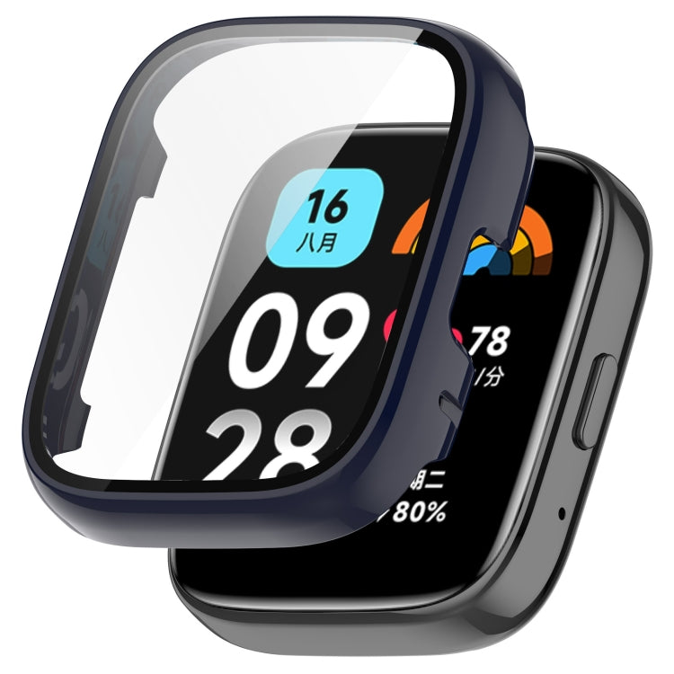 For Redmi Watch 3 Lite PC + Tempered Film Integrated Watch Protective Case(Ink Blue) - Watch Cases by PMC TechLife | Online Shopping South Africa | PMC TechLife | Buy Now Pay Later Mobicred