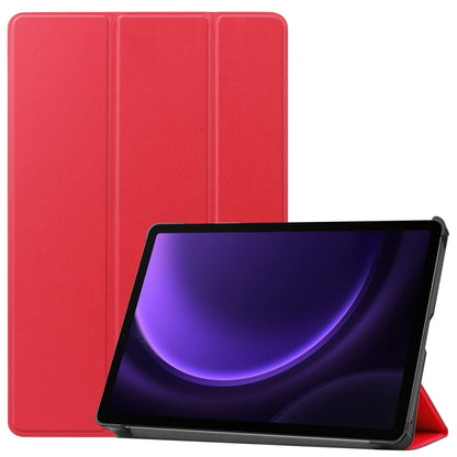 For Samsung Galaxy Tab S9 FE Custer Pure Color 3-Fold Holder Smart Leather Tablet Case(Red) - Galaxy Tab S9 FE by PMC Jewellery | Online Shopping South Africa | PMC Jewellery | Buy Now Pay Later Mobicred