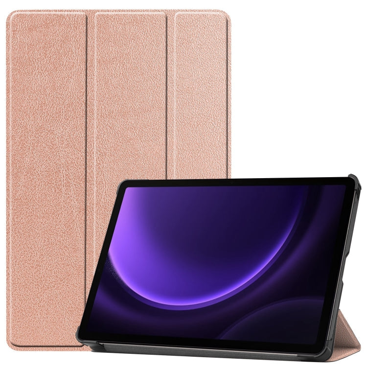 For Samsung Galaxy Tab S9 FE Custer Pure Color 3-Fold Holder Smart Leather Tablet Case(Rose Gold) - Galaxy Tab S9 FE by PMC Jewellery | Online Shopping South Africa | PMC Jewellery | Buy Now Pay Later Mobicred