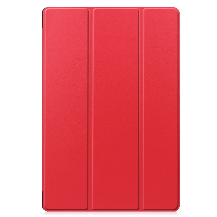 For Samsung Galaxy Tab S9 FE+ / S10+ Custer Pure Color 3-Fold Holder Smart Leather Tablet Case(Red) - Galaxy Tab S9 FE+ by PMC Jewellery | Online Shopping South Africa | PMC Jewellery | Buy Now Pay Later Mobicred