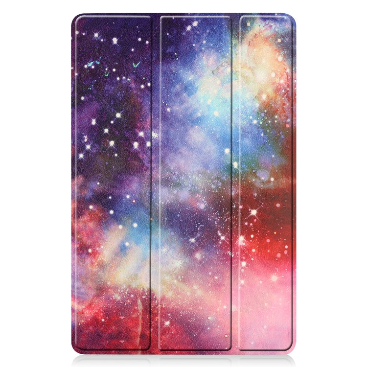 For Samsung Galaxy Tab S9 FE+ / S10+ Custer Painted 3-Fold Holder Smart Leather Tablet Case(Milky Way Nebula) - Galaxy Tab S9 FE+ by PMC Jewellery | Online Shopping South Africa | PMC Jewellery | Buy Now Pay Later Mobicred