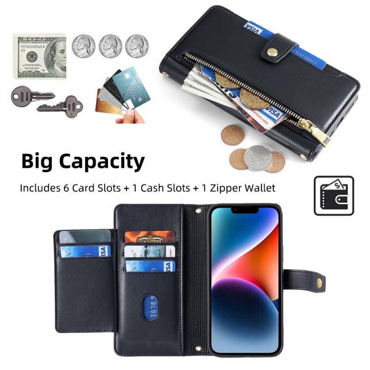 For Honor X7a Sheep Texture Cross-body Zipper Wallet Leather Phone Case(Black) - Honor Cases by PMC TechLife | Online Shopping South Africa | PMC TechLife | Buy Now Pay Later Mobicred