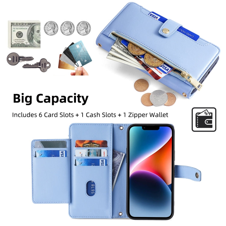 For Honor X8a Sheep Texture Cross-body Zipper Wallet Leather Phone Case(Blue) - Honor Cases by PMC TechLife | Online Shopping South Africa | PMC TechLife | Buy Now Pay Later Mobicred
