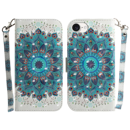 For iPhone SE 2024 3D Colored Horizontal Flip Leather Phone Case(Peacock Wreath) - More iPhone Cases by PMC Jewellery | Online Shopping South Africa | PMC Jewellery | Buy Now Pay Later Mobicred