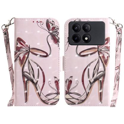 For Xiaomi Redmi K70E / Poco X6 Pro 3D Colored Horizontal Flip Leather Phone Case(Butterfly High-heeled) - K70E Cases by PMC Jewellery | Online Shopping South Africa | PMC Jewellery | Buy Now Pay Later Mobicred