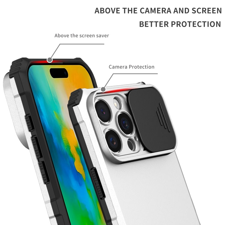 For iPhone 16 Pro Max Stereoscopic Holder Sliding Camshield Phone Case(White) - iPhone 16 Pro Max Cases by PMC Jewellery | Online Shopping South Africa | PMC Jewellery | Buy Now Pay Later Mobicred