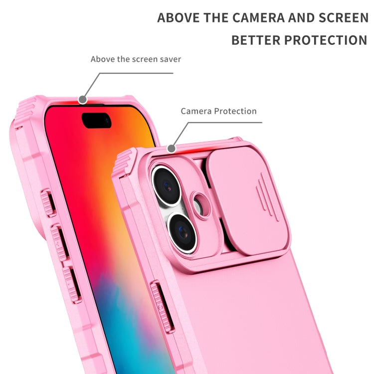 For iPhone 16 Plus Stereoscopic Holder Sliding Camshield Phone Case(Pink) - iPhone 16 Plus Cases by PMC Jewellery | Online Shopping South Africa | PMC Jewellery | Buy Now Pay Later Mobicred