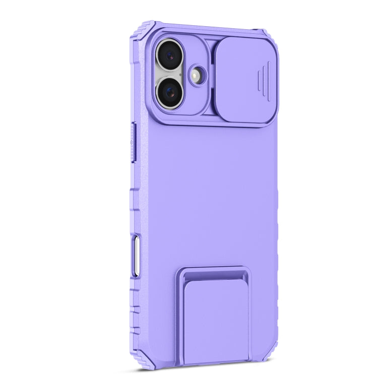 For iPhone 16 Plus Stereoscopic Holder Sliding Camshield Phone Case(Purple) - iPhone 16 Plus Cases by PMC Jewellery | Online Shopping South Africa | PMC Jewellery | Buy Now Pay Later Mobicred